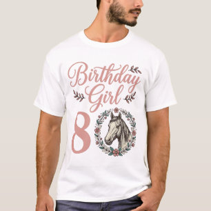 Geburtstagsmädchen 8 Pferd Floral Vintage-Shirt-De T-Shirt
