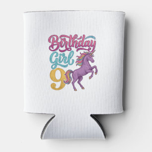 Geburtstagsmädchen 9 Einhorn Vintage Gravur Design Dosenkühler