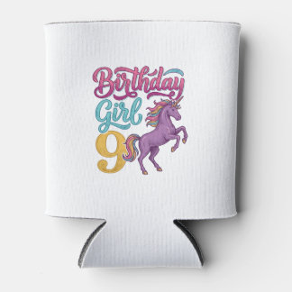Geburtstagsmädchen 9 Einhorn Vintage Gravur Design Dosenkühler