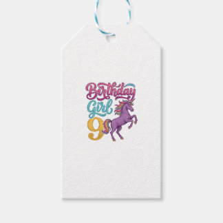 Geburtstagsmädchen 9 Einhorn Vintage Gravur Design Geschenkanhänger