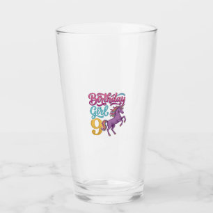 Geburtstagsmädchen 9 Einhorn Vintage Gravur Design Glas