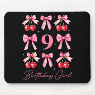 Geburtstagsmädchen 9. Geburtstag Kirsche Coquette Mousepad