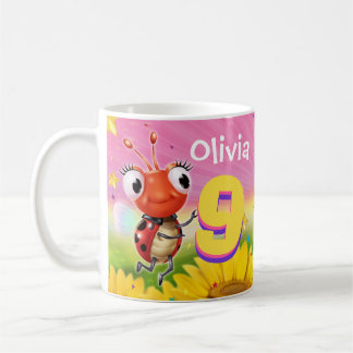 Geburtstagsmädchen 9 Jahre Ladybug, Tasse