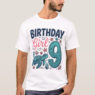 Geburtstagsmädchen 9 Meeresschildkröte Vintage-Vec T-Shirt