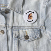 Geburtstagsmädchen Braunes Pferdekopfporträt Button (Beispiel)