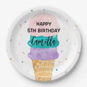 Geburtstagsmädchen-Eiscreme-Kegel-Party Pappteller