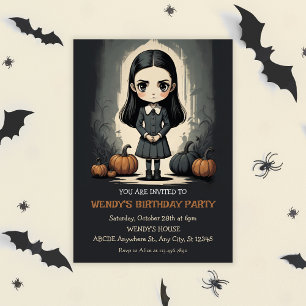 Geburtstagsmädchen Halloween Flat Feiertagskarte Einladung