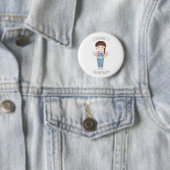 Geburtstagsmädchen in Overall Brünette Button (Beispiel)