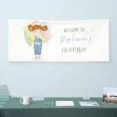 Geburtstagsmädchen in Overalls Redhead Banner (Messe)