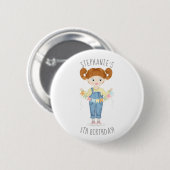 Geburtstagsmädchen in Overalls Redhead Button (Vorne & Hinten)