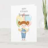 Geburtstagsmädchen in Overalls Redhead Karte (Vorderseite)