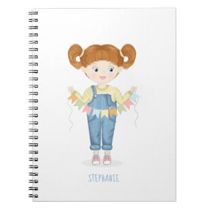 Geburtstagsmädchen in Overalls Redhead Notizblock