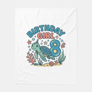 Geburtstagsmädchen Meeresschildkröte 8. Geburtstag Fleecedecke