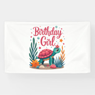 Geburtstagsmädchen Meeresschildkröte Thema Geburts Banner