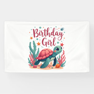 Geburtstagsmädchen Meeresschildkröte Thema Geburts Banner