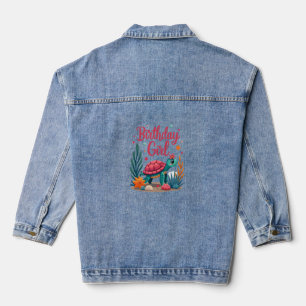 Geburtstagsmädchen Meeresschildkröte Thema Geburts Jeansjacke