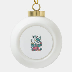 Geburtstagsmädchen Meeresschildkröte Vintage Gravu Keramik Kugel-Ornament