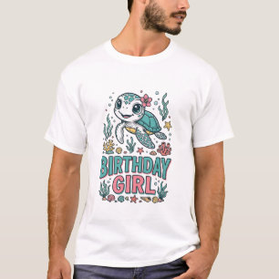 Geburtstagsmädchen Meeresschildkröte Vintage Gravu T-Shirt