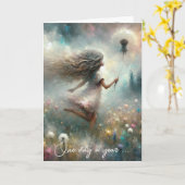 Geburtstagsmädchen mit Löwenzahn Monet Karte (Gelbe Blume)