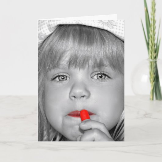 Geburtstagsmädchen mit rotem Lippenstift Karte (Vorderseite)