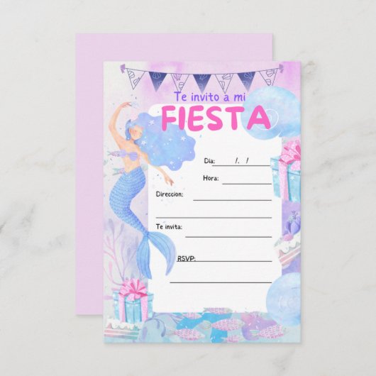 Geburtstagsmädchen-Party Einladung (Vorne/Hinten)