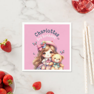 Geburtstagsmädchen Personalisierter Papier Teller Serviette