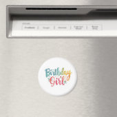 Geburtstagsmädchen Regenbogentext Magnet (In Situ (Geschirrspüler))
