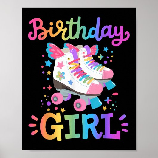 Geburtstagsmädchen Rollschuhe Rollschuhläufer Kind Poster (Vorne)