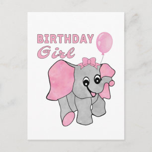 Geburtstagsmädchen Rosa Baby Elefant Postkarte