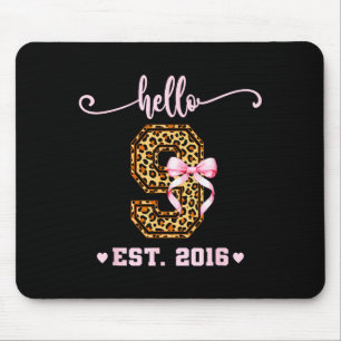 Geburtstagsmädchen Rosa Coquette Schleife Hallo 9 Mousepad