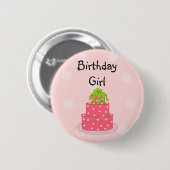 Geburtstagsmädchen - Rosa Kuchen Button (Vorne & Hinten)