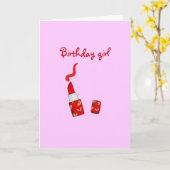 Geburtstagsmädchen (Roter Lippenstift) Karte (Gelbe Blume)