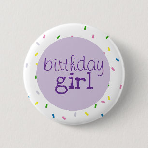 Geburtstagsmädchen-Schrift-Sprinkles-Muster Button