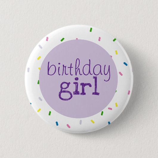 Geburtstagsmädchen-Schrift-Sprinkles-Muster Button (Vorderseite)