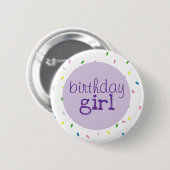 Geburtstagsmädchen-Schrift-Sprinkles-Muster Button (Vorne & Hinten)
