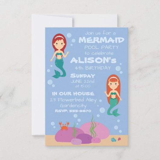 Geburtstagsmädchen Sommerpool Party Einladung (Vorderseite)