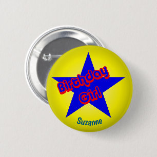 Geburtstagsmädchen Süß Personalisiert Button