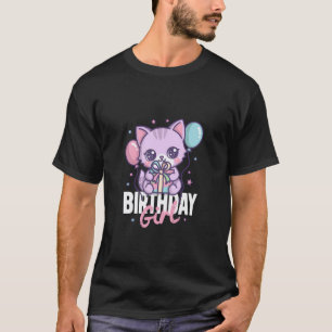 Geburtstagsmädchen - Süße Kawaii-Katze mit Ballons T-Shirt