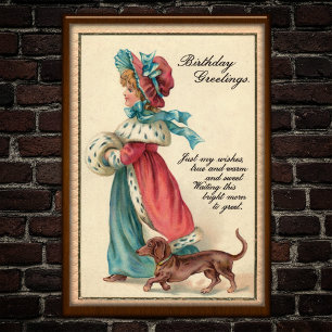 Geburtstagsmädchen- und Hundeposter im Vintage-Sti Poster
