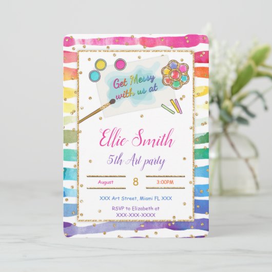 Geburtstagsmalerei Einladung (Stehend Vorderseite)