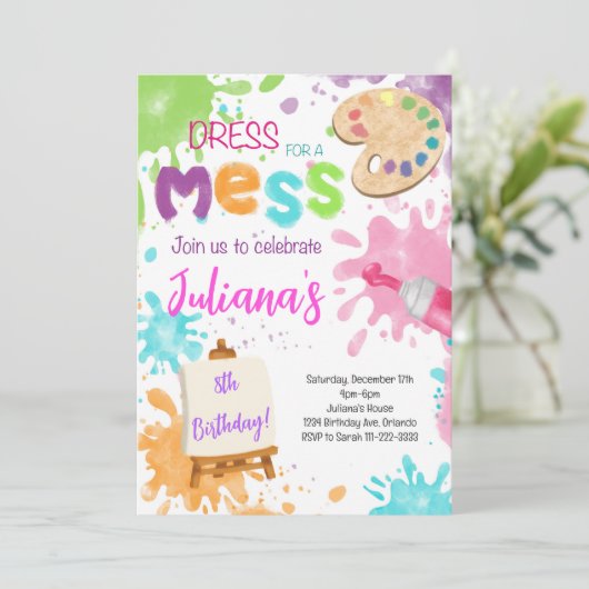 Geburtstagsmalerei Einladung (Stehend Vorderseite)