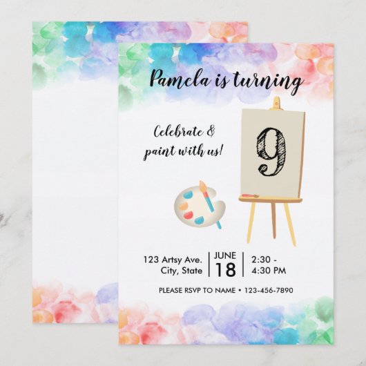 Geburtstagsmalerei Einladung (Vorne/Hinten)