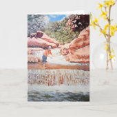 Geburtstagsmalerei von Fisherman im Wasserfall Karte (Gelbe Blume)