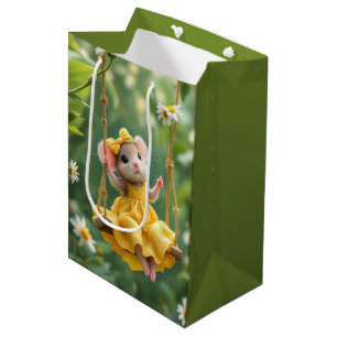 Geburtstagsmäuse auf dem Garten Schwingen Mittlere Geschenktüte