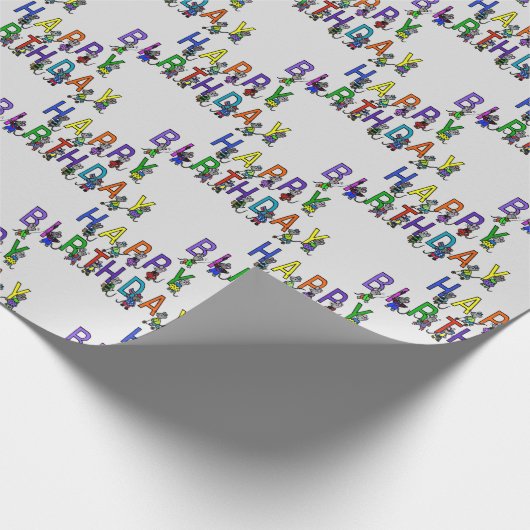 Geburtstagsmäuse auf Grau Geschenkpapier (Ecke)