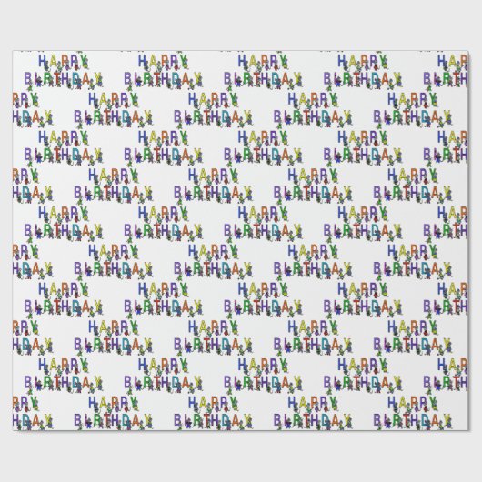 Geburtstagsmäuse auf Weiß Geschenkpapier (Flach)