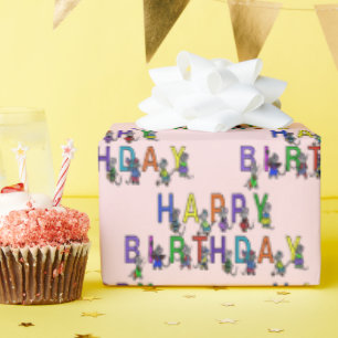 Geburtstagsmäuse in Rosa Rosa Geschenkpapier