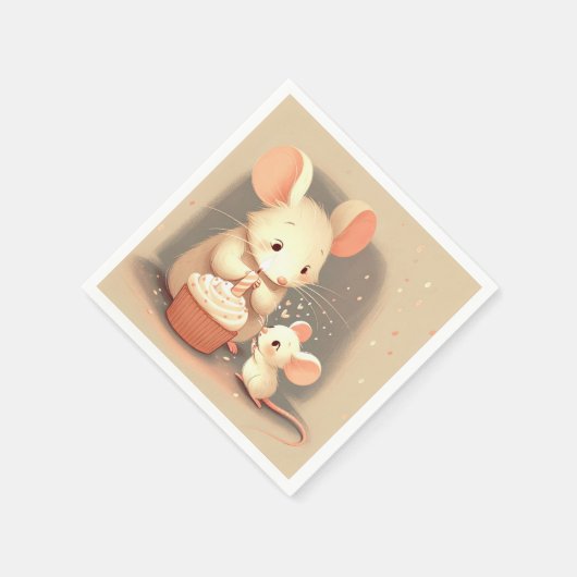 Geburtstagsmäuse mit Cupcake Serviette (Ecke)