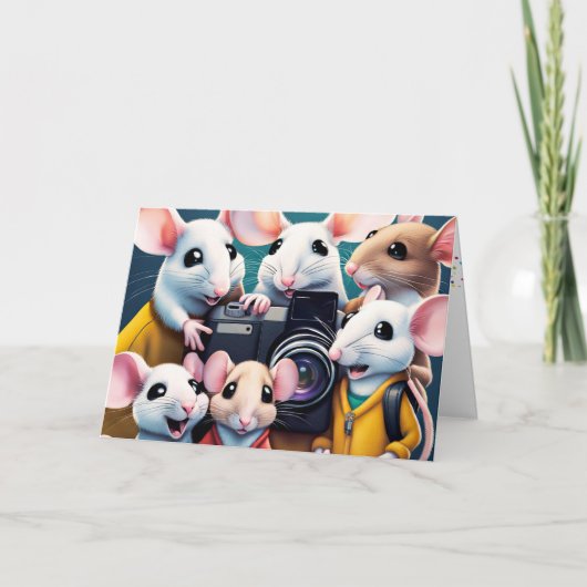 Geburtstagsmäuse mit Kamera Karte (Vorderseite)