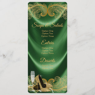 Geburtstagsmenü in Smaragdgrün und Gold für Damen Einladung